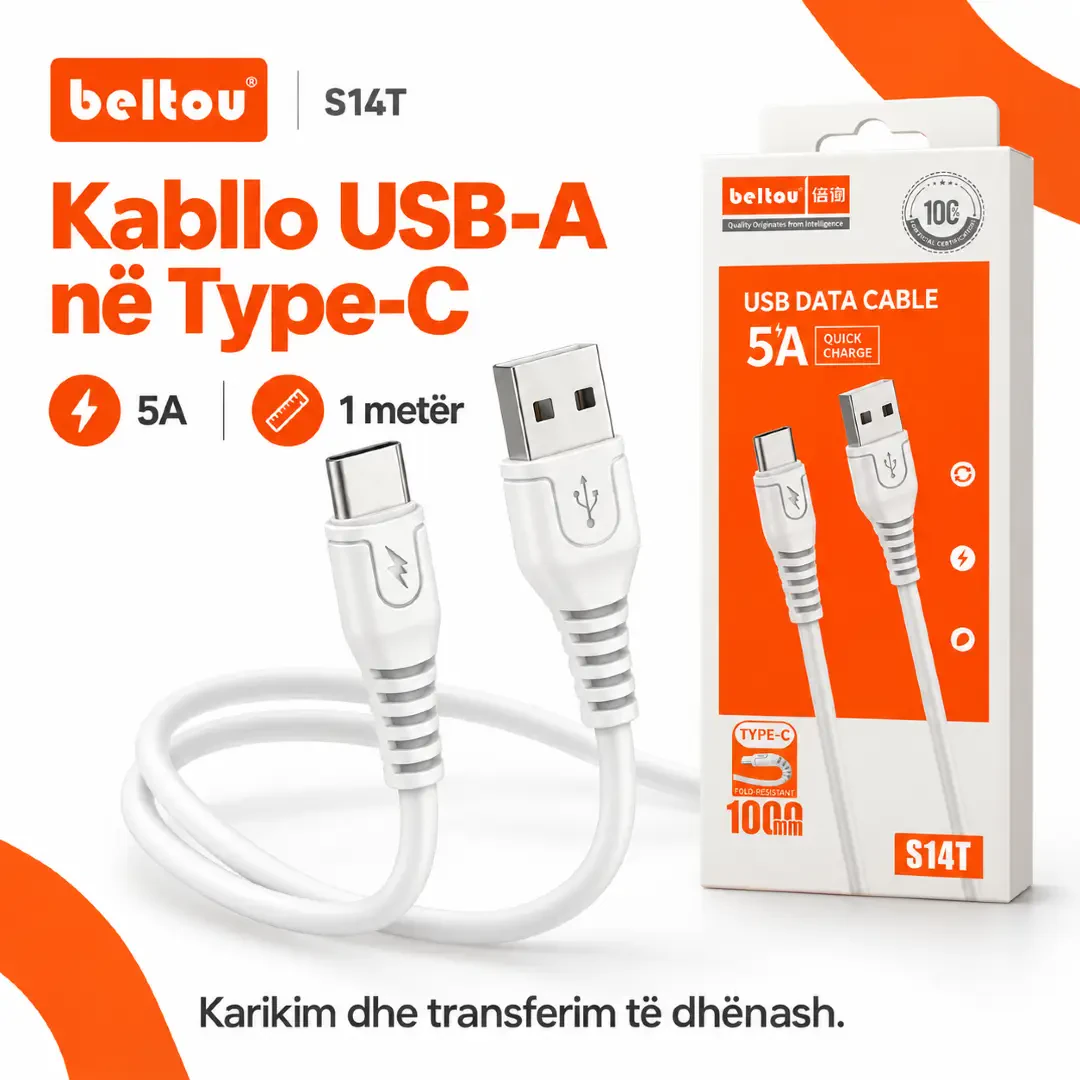 Kabllo beltou usb to usb-c 5A