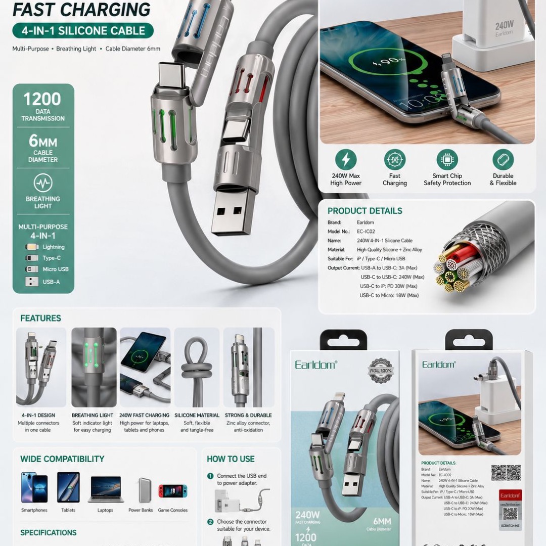 USB cable earldom 4in1 ec-IC02