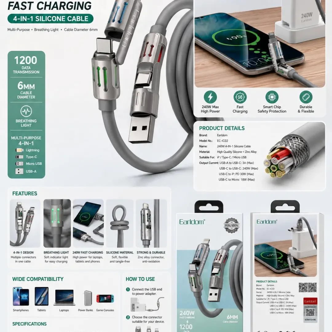 USB cable earldom 4in1 ec-IC02