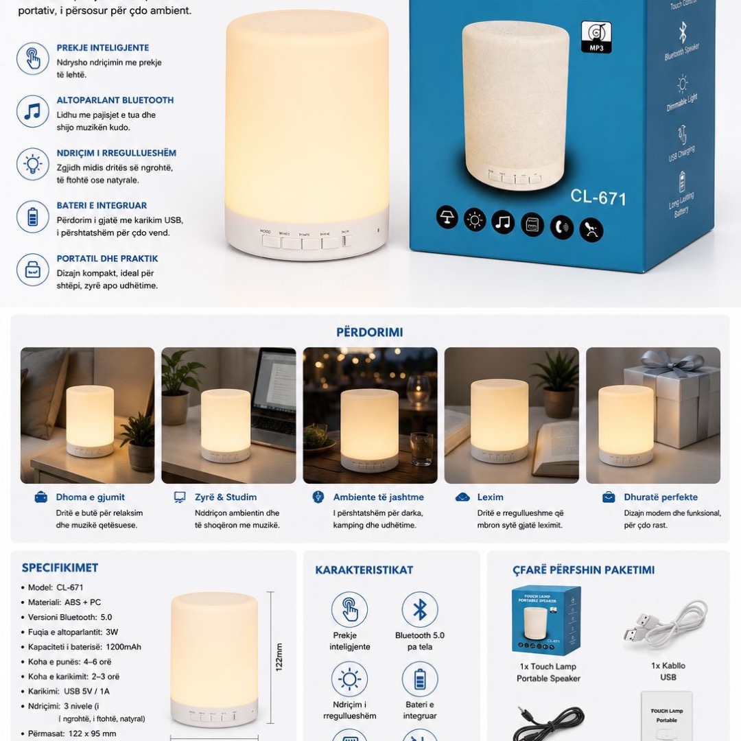 speaker bluetooth touch lamp cl-671