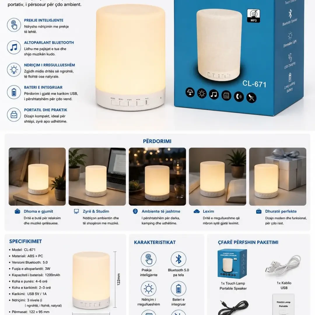 speaker bluetooth touch lamp cl-671