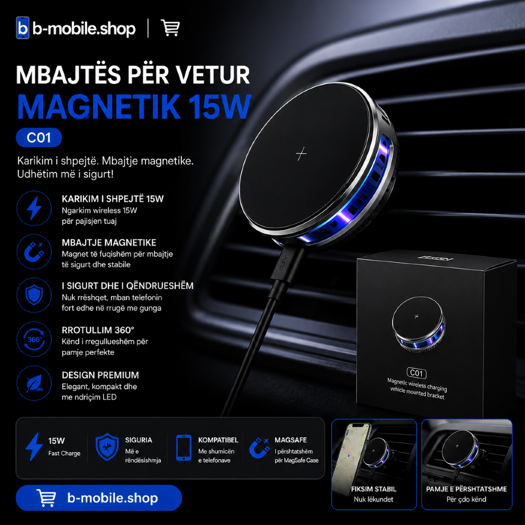 mbajtes per vetur magnetik 15w C01