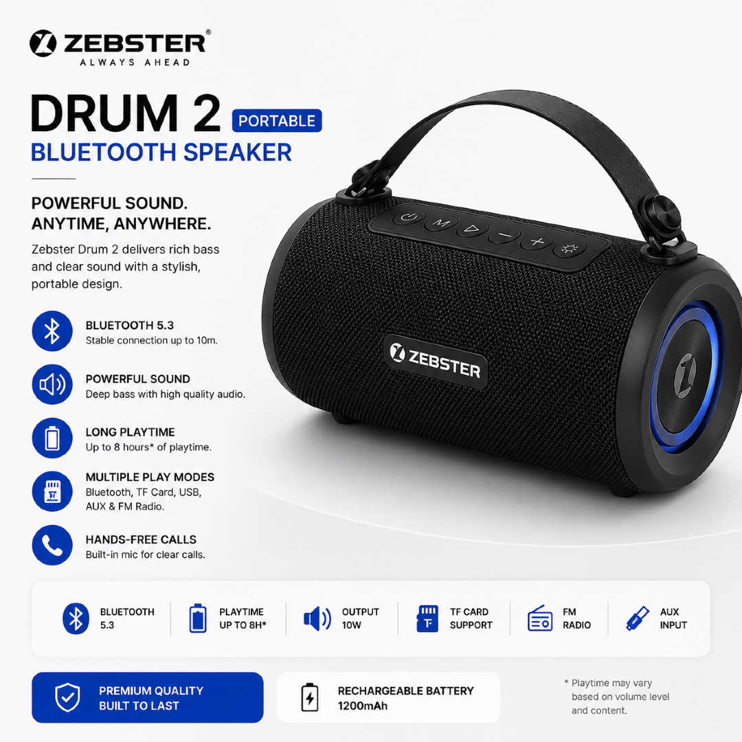 ZEBSTER Drum 2 Portable Bluetooth Speaker