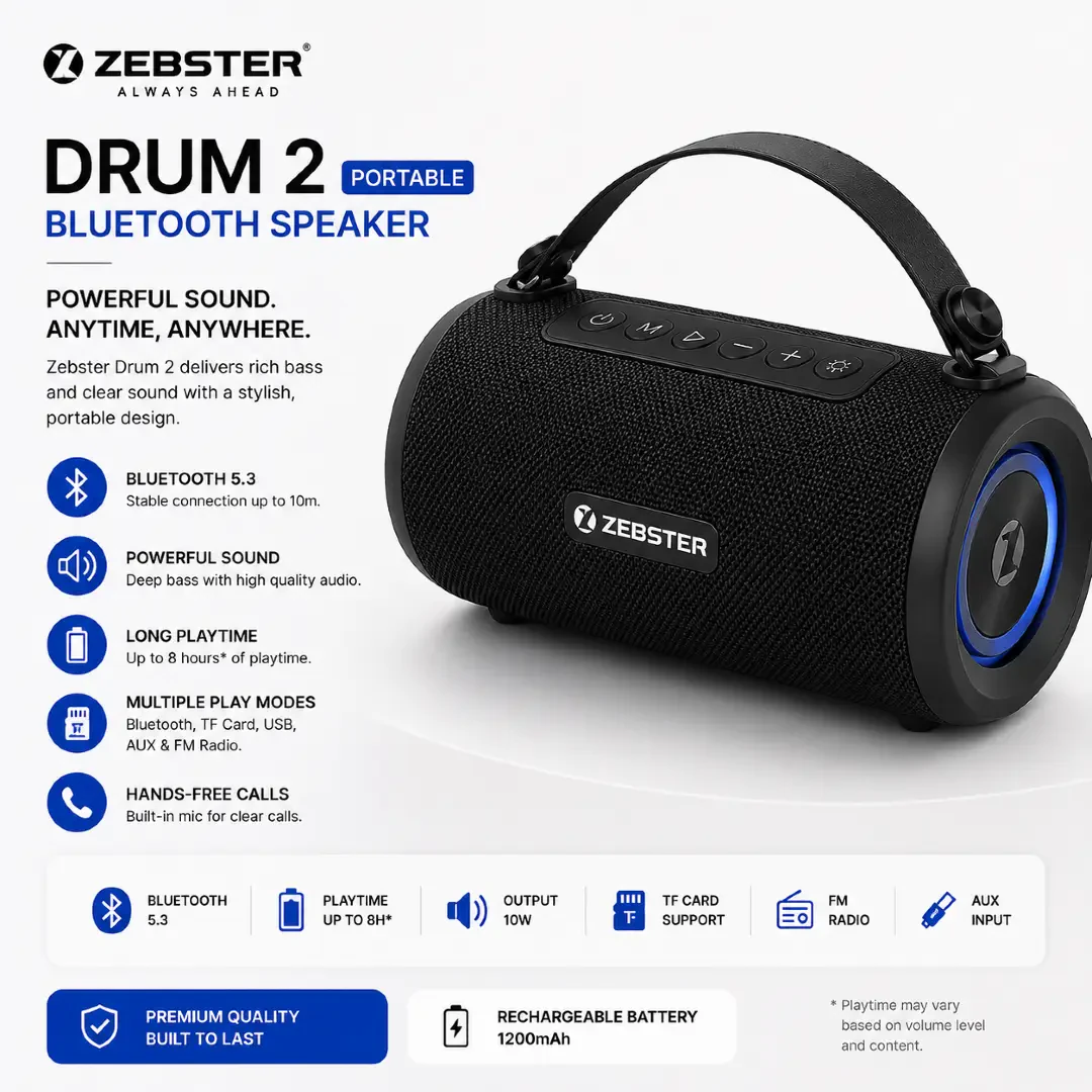 ZEBSTER Drum 2 Portable Bluetooth Speaker