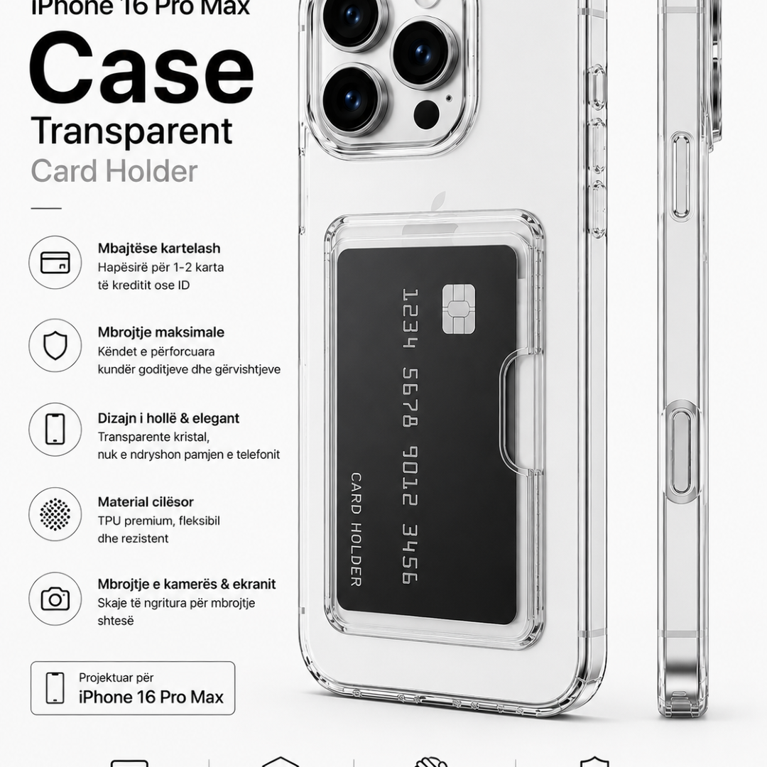 Case 16 Pro Max Transparent Card Holder