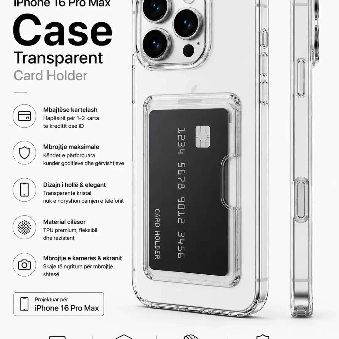 Case 16 Pro Max Transparent Card Holder