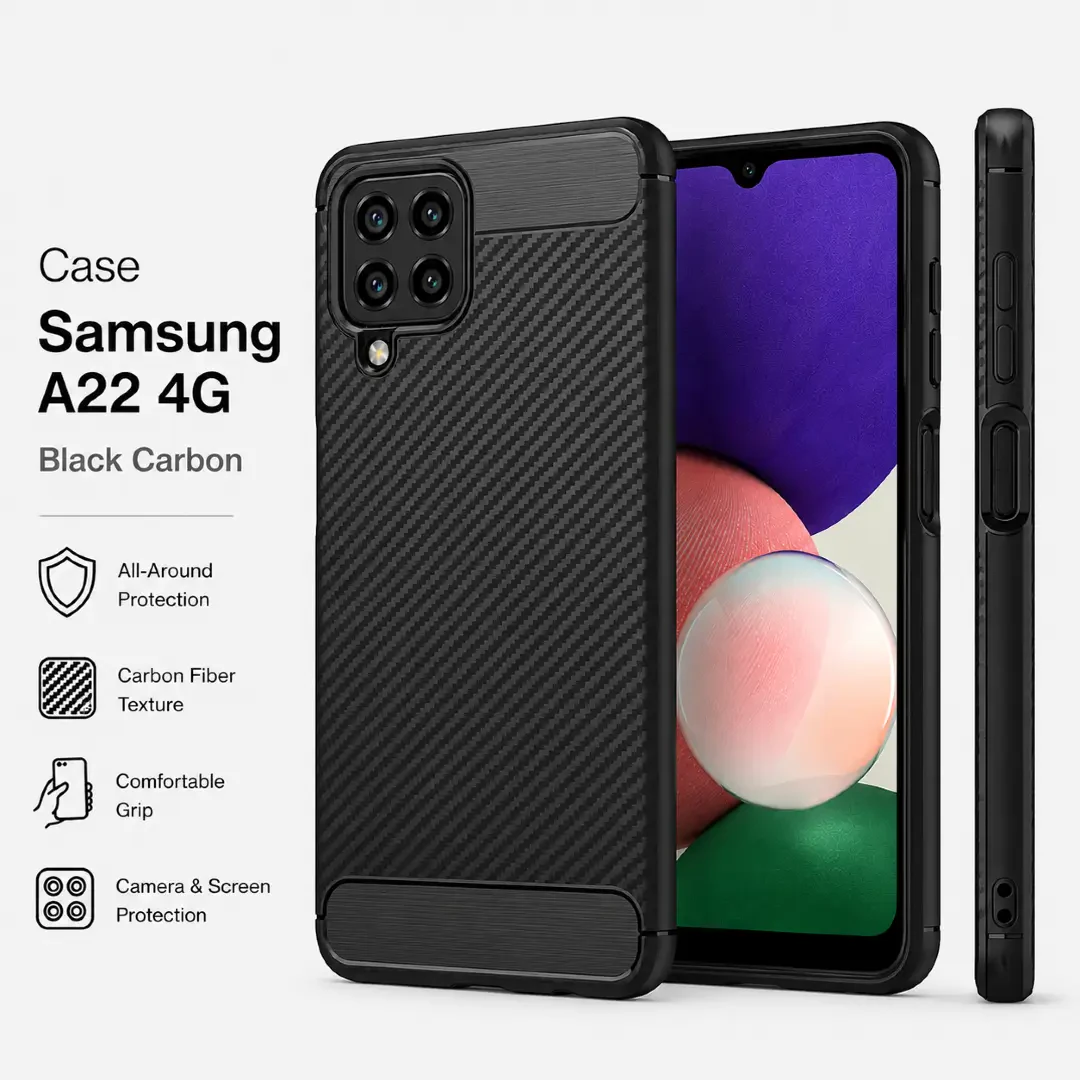 Case samsung A22 4G Black Carbon