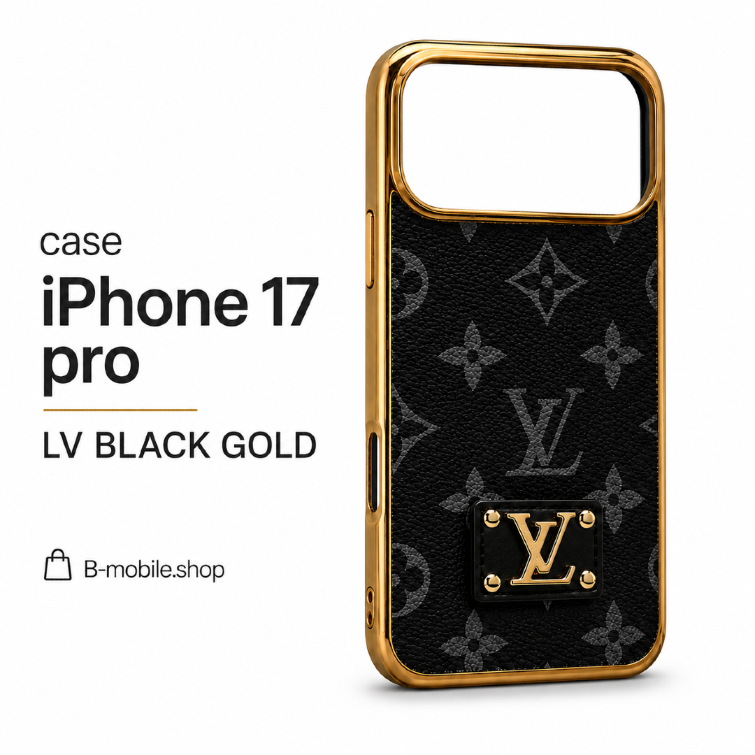 case iPhone 17 pro LV BLACK GOLD