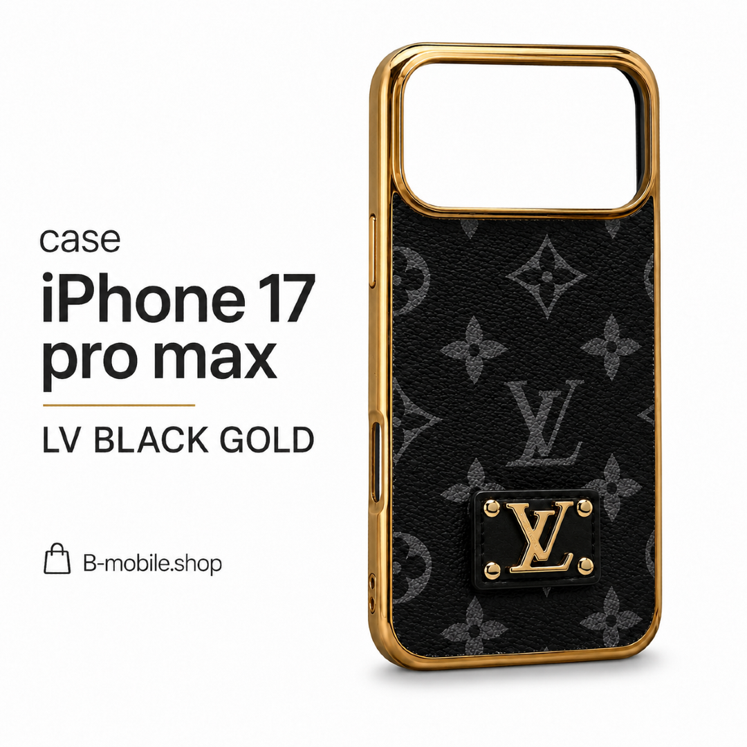 case iPhone 17 pro max LV BLACK GOLD