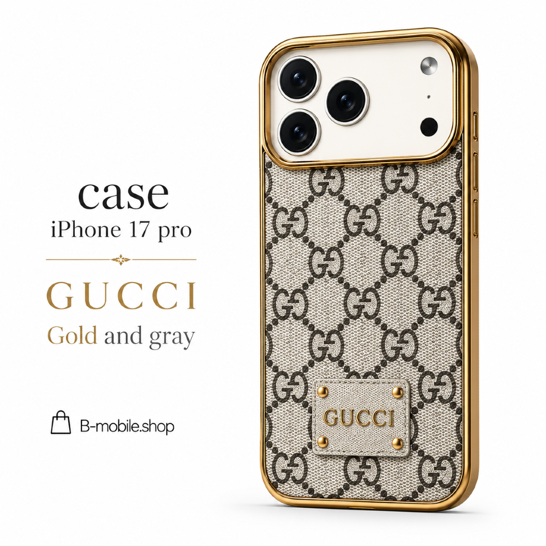 case iPhone 17 pro gucci gold and grey