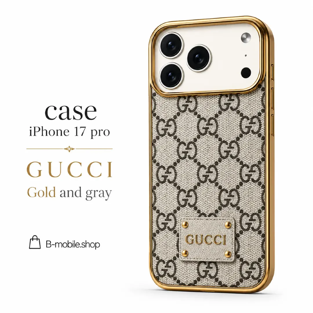 case iPhone 17 pro gucci gold and grey