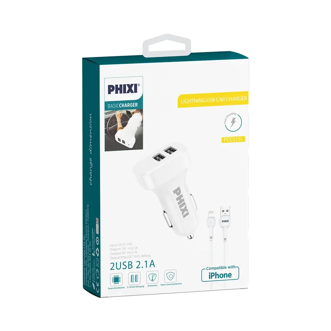 phixi 2usb car charger for lightning