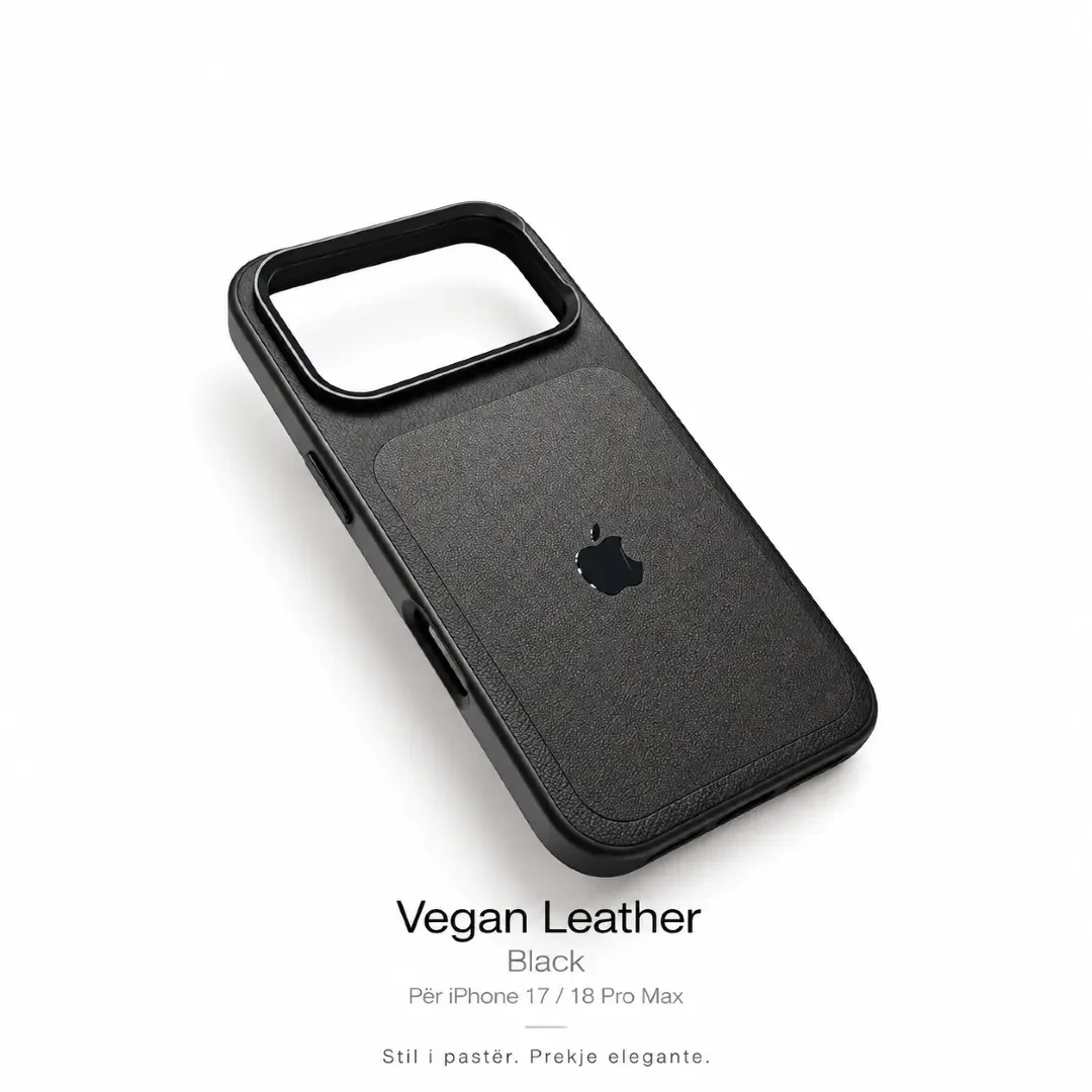case iPhone 17/18 Pro Max black Vegan Leather Black